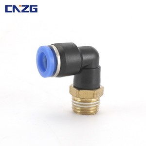 Raccord rapide de type PL noir 8-02/10-02, coude à filetage externe à angle droit, 90 degrés, composant pneumatique, connecteur, prise rapide - Product Image 1