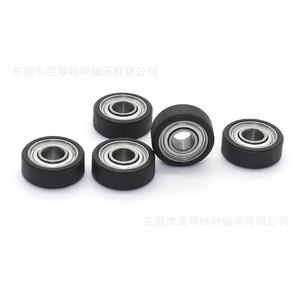 Rouleau plat en caoutchouc souple silencieux en TPU revêtu de roulement, petit roue de 3*8.5*3mm pour les rails d'équipements automatisés, fabriqué en EPDM SBR PU acier - Product Image 2
