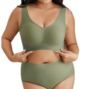 5xl Nahtlose kabellose atmungsaktive weiche Spandex U-Rücken verschlüsse Jelly Strip Cup BH Xxxx L Plus Size Deep Cup Soutien Gorge BHs - Product Image 5
