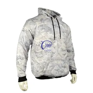 2024 New Design Outdoor Training Men's Soft Zipper Style Woobie Hoodie White Camouflage Jackets