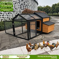 Grand poulailler extérieur en bois, imperméable et résistant au soleil, à double compartiment, pour l'élevage domestique de poulets, cage pour animaux de compagnie