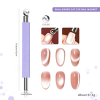 Outil professionnel multifonction 3-en-1 à double extrémité pour nail art, bâtonnet magnétique en cuir pour gel polish effet œil de chat et cylindre