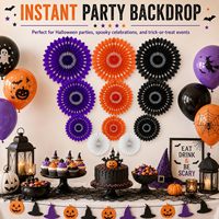 Guirlande de ventilateurs ronds en papier nid d'abeille pour Halloween, décoration de fête, d'anniversaire, de mariage ou de baby shower