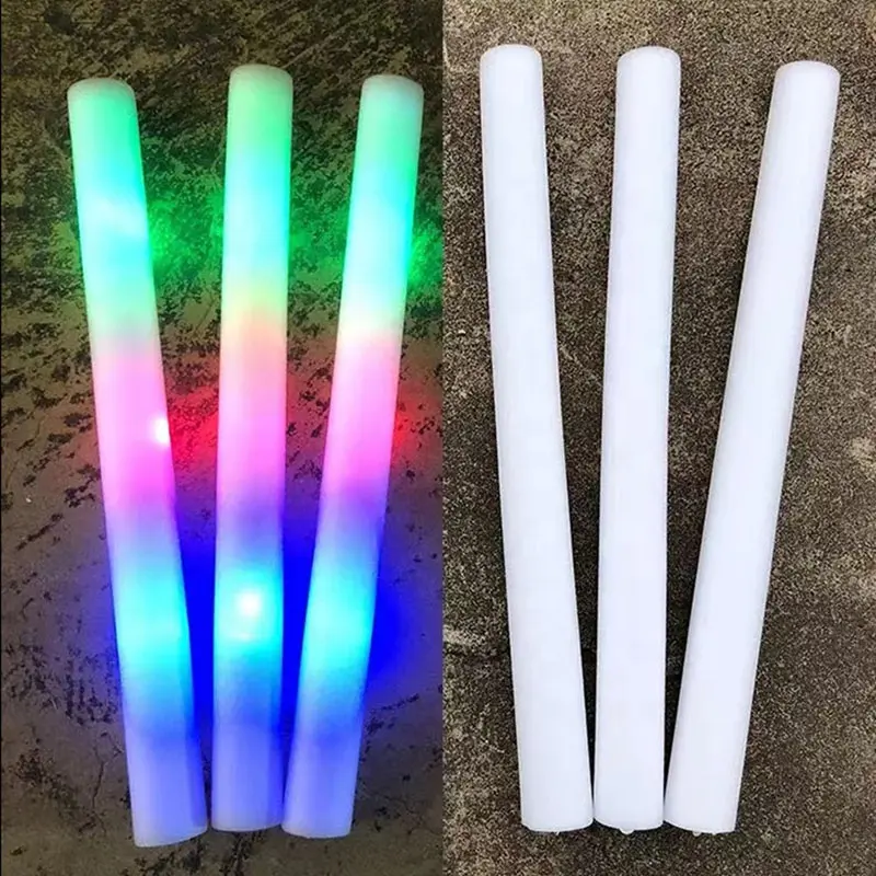 Logotipo personalizado RGB Party Supplies Glow Promotion Flashing Multi-color Glow Foam Stick LED Light Up Baton