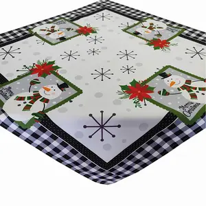 Toalha de mesa com desenho de floco de neve para promoção de férias, toalha de mesa com padrão xadrez vermelho com pequeno MOQ