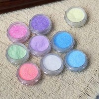MELLYSE Poudre à paillettes de luxe pour nail art, couleur bonbon, effet bonbon fruité, diamant étincelant, bulles fines tridimensionnelles, poudre à saupoudrer chromée