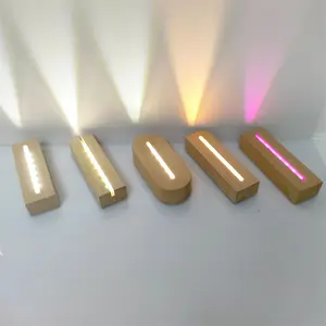 도매 단단한 나무 사용자 정의 LED 야간 조명베이스 브래킷 3D 너도밤 나무 램프 홀더 DIY 아크릴