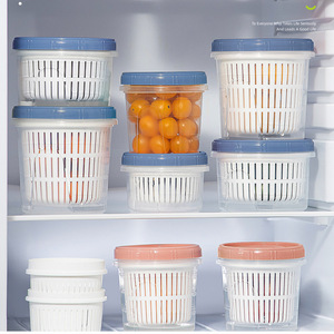 Plastic <b>Kitchen</b> Drainer With Lid Round Food <b>Storage</b> <b>Container</b> <b>For</b> Fruits Vegetables Refrigerator Use - Product Image 2