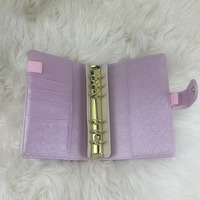 Carnet de notes A6 irisé laser avec logo personnalisé, 6 anneaux, couverture holographique nacrée, organiseur journalier pour femmes
