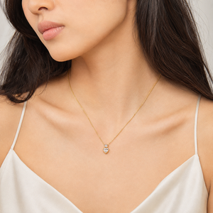 Collier pendentif en cristal en forme de cœur, acier inoxydable, cristal plaqué or 14 carats sous vide, chaîne réglable, ton or et argent - Product Image 5