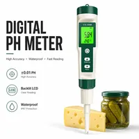 Testeur de pH numérique portable avec affichage de température rétroéclairé ATC pour sonde de pH de laboratoire pour pâte à pain au levain, pile LR44