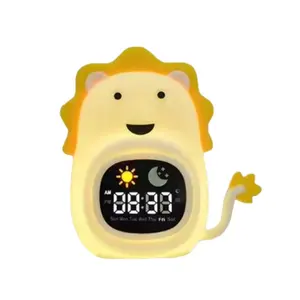 Silicone Night Light Alarm Clock Lion Alarm For Kid Baby Nursery White Noise Machine Bedroom Sound Machine Soother Sleep Trainer