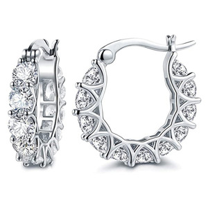Boucles d'oreilles créoles plaquées or de la collection Bosso avec zircon, design géométrique, pour femme, style bohème, idéales pour les soirées - Product Image 4