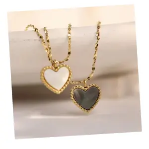 2024 Tarnish Free Fine Fashion Jewelry Jewellery 14k Pvd Gold Shell Pendant Stainless Steel Heart Love Shape Necklace For Lady