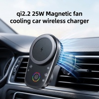 Chargeur sans fil magnétique rapide 25W pour voiture, certifié Qi2, avec ventilateur de refroidissement et interrupteur tactile RGB – Remise sur les achats en gros