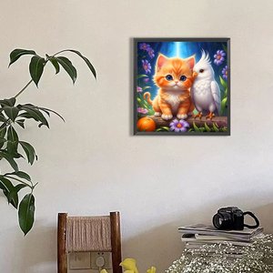 Pintura <span class=keywords><strong>de</strong></span> Diamantes 5D Acrílica Redonda Completa <span class=keywords><strong>de</strong></span> 30*30cm para Decoración del Hogar, Diseño <span class=keywords><strong>de</strong></span> <span class=keywords><strong>Loro</strong></span> y Gato, para Decoración <span class=keywords><strong>de</strong></span> Paredes - Product Image 3