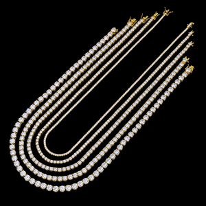 Cadena de Eslabones de Plata 925 Chapada en Oro Amarillo de 2-6 mm, Collar de Moissanita Redonda para Joyería Fina, 16-24 Pulgadas, Regalo Hip Hop para Hombre - Product Image 2