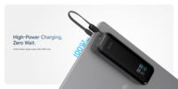 Batterie externe 20000mAh 140W PD à charge rapide avec écran TFT, double câble USB-C intégré, chargeur portable pour ordinateur portable
