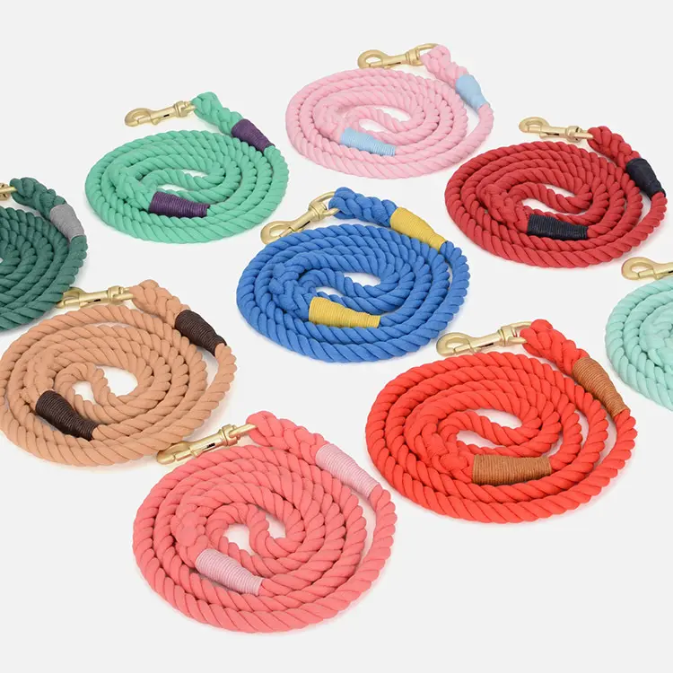 High quality organic cotton luxury Ombre woven rope dog leash