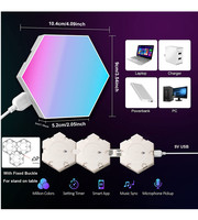 Panneau mural moderne hexagone quantique LED multicolore RGBIC USB Port Music Sync ABS & PC Body avec App Remote Controller