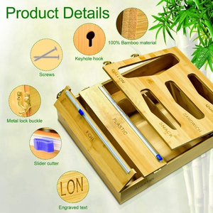 Factory Direct Bamboo Wooden <b>Drawer</b> <b>Storage</b> Organizer for Ziplock Bag Bamboo Zip Lock Bag Organizer - Product Image 2