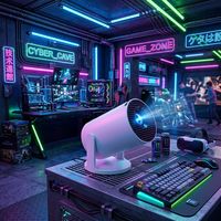 Projecteur HY300pro+ Mini Home Cinéma, projecteurs Android 14 4K Ready, projecteur portable de poche avec WiFi6, batterie intégrée