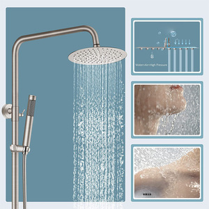Juego de ducha Apple Shower de acero inoxidable 304 cepillado con diseño de tres funciones de mezcla y elevación para baño - Product Image 2
