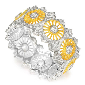 Anello Geometrico Floreale Bicolore per Donne, Elegante Gioiello da Dito Ispirato alla Natura - Product Image 2