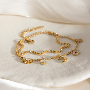 Bracelet chaîne en acier inoxydable personnalisé avec pendentifs délicats <span class=keywords><strong>lune</strong></span> <span class=keywords><strong>et</strong></span> <span class=keywords><strong>soleil</strong></span> pour femmes, vente en gros - Product Image 5