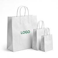 Sacs de courses en papier kraft blanc et brun personnalisés en gros, imprimés, recyclés, pour aliments, avec poignée en corde de coton, sacs à emporter, logo de marque