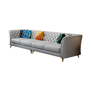 Canapé en cuir léger de luxe moderne américain de luxe Ensemble de meubles de salon Combinaison canapé d'angle en cuir - Product Image 5