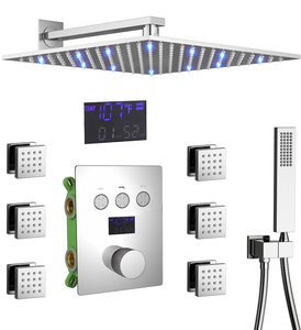 <span class=keywords><strong>LED</strong></span>-Dusch set Chrom Thermostati scher Regen dusch kopf Set Temperatur anzeige <span class=keywords><strong>Dusche</strong></span> - Product Image 1