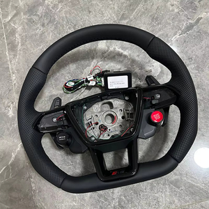 Volante Deportivo de Fondo Plano con Cuero Perforado y Botón de Encendido R8 para <span class=keywords><strong>Audi</strong></span> A6 S6 RS6 A7 S7 RS7 C8 2019-2025, Mejora del <span class=keywords><strong>Interior</strong></span> - Product Image 3