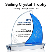 Trophée Bateau à Voile en Cristal K9 Nouveauté Grande Surface de Gravure Récompense Commémorative Champion Sportif Vente Chaude