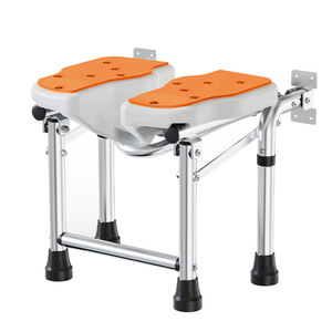 Chaise de douche pliante Fushide Yade avec quatre pieds et barre renforcée pour personnes âgées et femmes enceintes, siège de sécurité pour salle de bain - Product Image 2