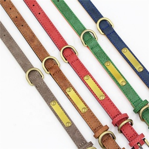 2025 Hot Selling Lychee Pattern Microfiber <b>Brushed</b> Bronze Plated Stainless Steel <b>Pet</b> Collar - Product Image 6