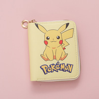 Dompet Kartu Poke Lucu Portabel, Tas Koin Kulit PU, Dompet Pika dengan Ritsleting, Hadiah Promosi, Dompet Anti Maling