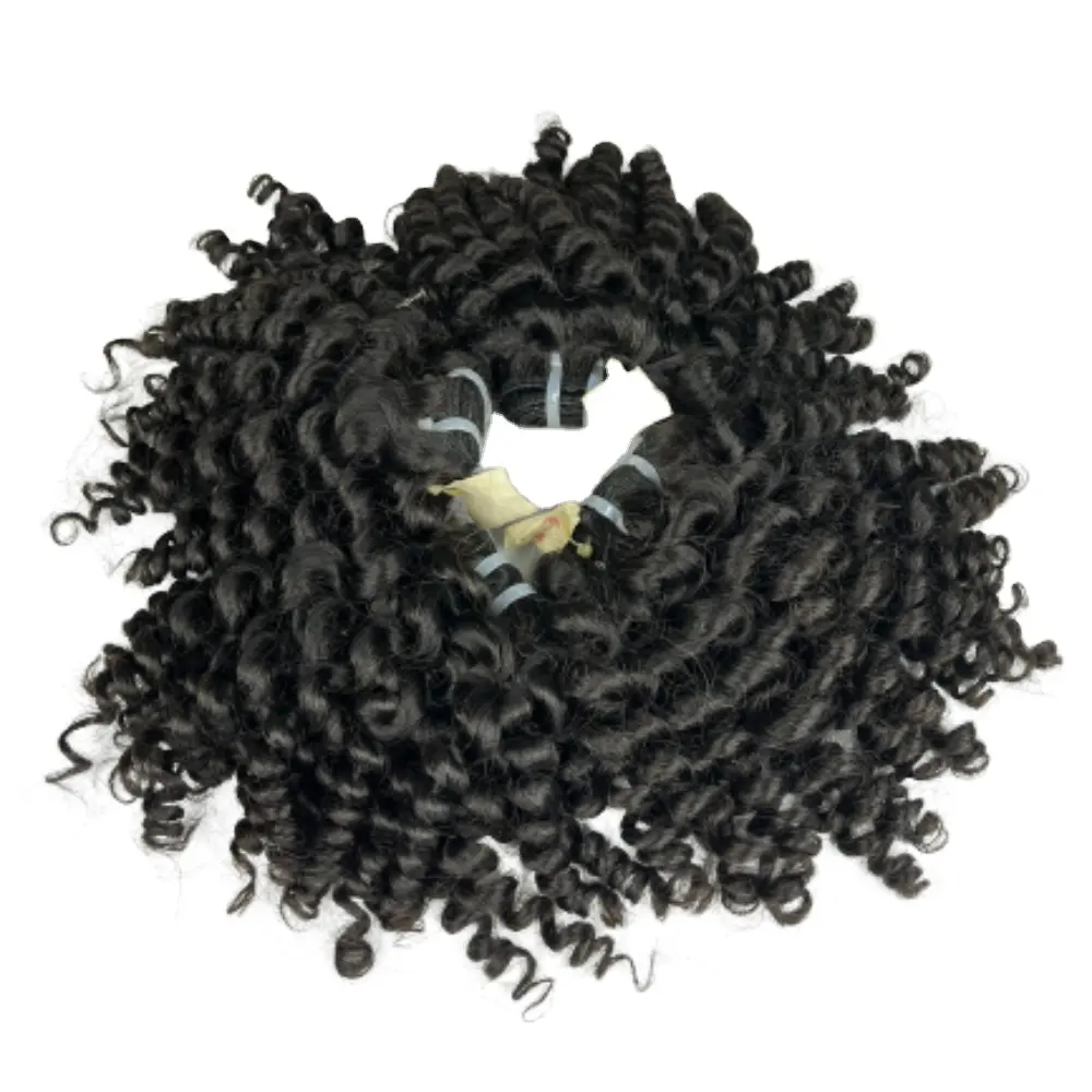 Weft Human Hair Extensions Curly Styles Black Natural Color Hair Bundles for black women raw human hair