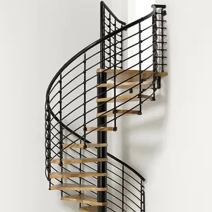CBMmart Hot Selling Good Quality Custom Arc Stair Curved Stainless Steel Spiral Staircase With Iron Railing Designs