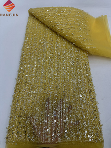 Sang trọng đính cườm ren tay thêu vải với ngọc trai pháp <span class=keywords><strong>Net</strong></span> chuỗi Ren Vải cho phụ nữ bên ăn mặc làm - Product Image 3