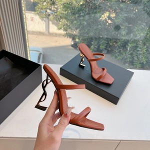 Elegant High-End Women's Heeled Sandals Neutral New French Design Pointed <b>Toe</b> Empty Back Soft Bottom Hollow Increased Height - Product Image 3