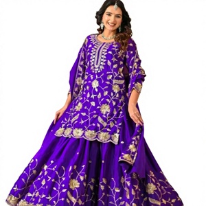 Ramdev Trading Luxurious Indian Women's Lehenga Choli Festival Wear Fendy Silk 5mm <b>Sequin</b> Embroidery Recycled <b>Materials</b> Sun - Product Image 1