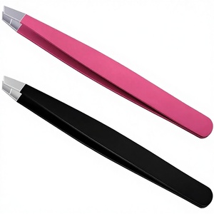 Lot de 2 pinces à épiler légères à pointe inclinée pour cils et sourcils - Pinces à épiler de précision professionnelles - Product Image 3