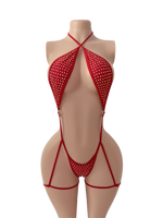 Bodysuit Wanita Motif Glitter Bahan Spandex/Nilon dengan Renda/Jaring Ikan, Pakaian Pertunjukan Satu Potong untuk Tari Ballroom Eksotis, Desain Cutout