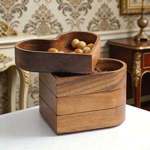 Platos de Madera Personalizados con Logotipo, Bandeja de Dulces en Forma de Corazón, Platos Apilables de Madera Sólida - Product Image 5