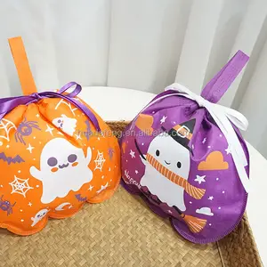Halloween Pumpkin Gift Bag Non-Woven Drawstring Packing Pouch Plastic Party Decoration Bag Halloween Gift