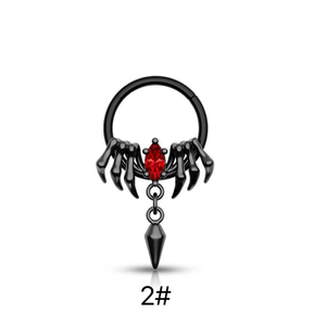 New 316L Stainless Steel Zircon <strong>Black</strong> Halloween Bat Demon Dangle Horseshoe Wedding <strong>Nose</strong> Septum Hoop Body Piercing <strong>Ring</strong> - Product Image 5