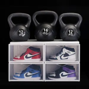 2023 New Arrivals Pack Of 12 Large Sturdy Shoe Storage Boxes Stackable Clear Plastic Shoes Box Organizers
