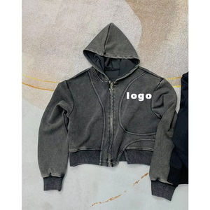 <span class=keywords><strong>OEM</strong></span> Personalizado Francês Terry Ácido Lavagem Vintage Heavyweight Alta Qualidade Algodão Duplo Zíper Hoodie Homens - Product Image 1