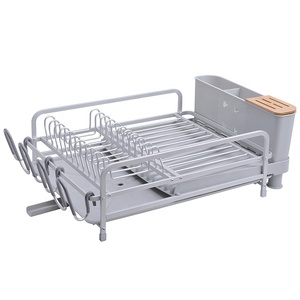 बढ़ाई भंडारण एल्यूमीनियम पकवान सुखाने प्लेट धारक ड्रायर रसोई के बर्तन पकवान Drainer नाली रैक रसोई आयोजक भंडारण आर - Product Image 1